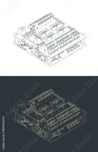 High-performance CNC control board isometric drawings