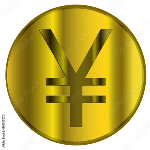 Pièce de monnaie YEN dorée	