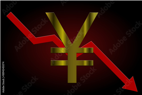 Sigle YEN avec courbe décroissante	