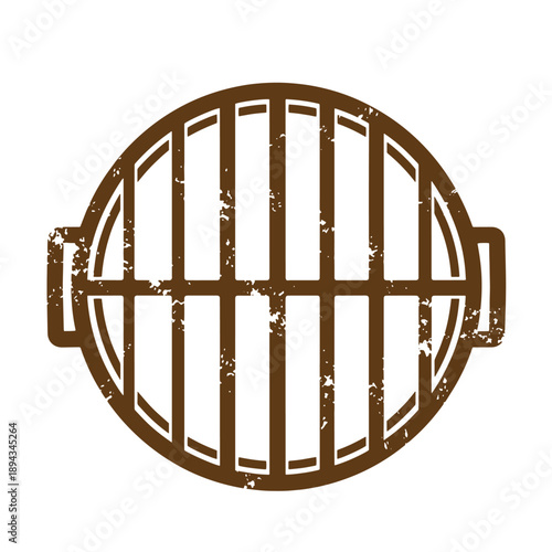 Vintage Grunge texture Grill barbecue metal grid cooking surface for outdoor cooking isolated on white background