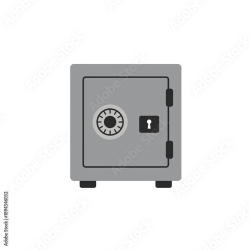 Gray Metal Safe with Combination Lock.