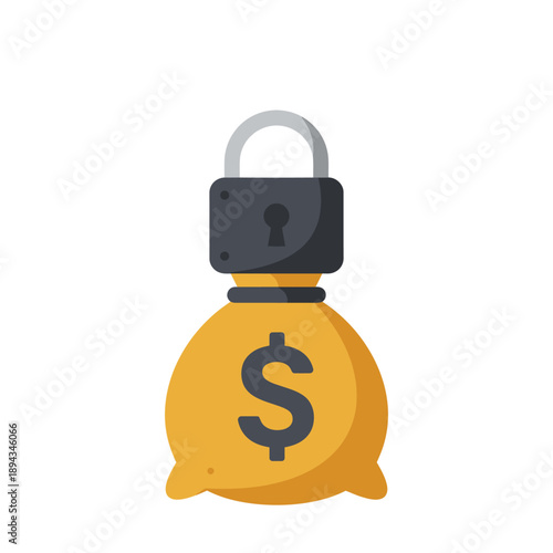 Locked Money Bag with Dollar Sign.