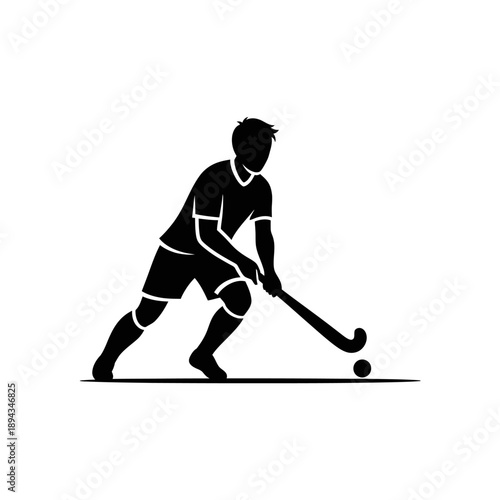 Field Hockey Player Silhouette Action Sport Icon