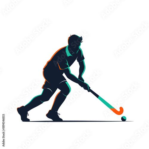Field Hockey Player Silhouette Silhouette, Athlete Playing Sport, Action Shot