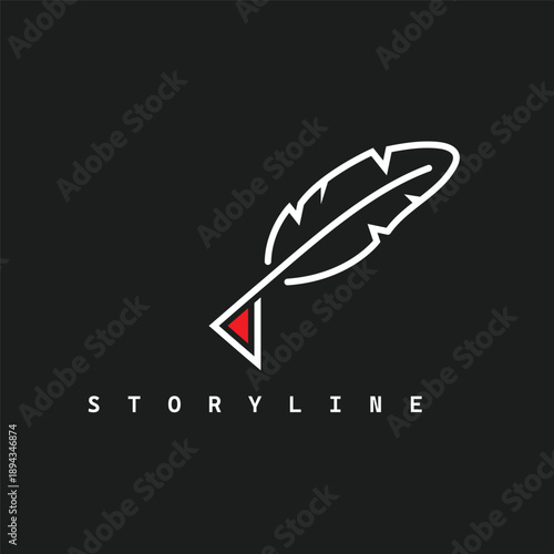 feather play button media logo icon vector element design template