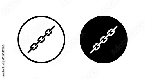 Metal chain icon in black circle. Strong connection and unity symbol. Strength and unbreakable bond sign