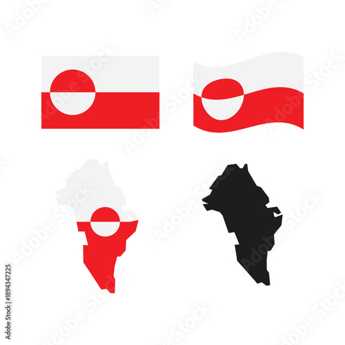 greenland flag map icon vector element desgin