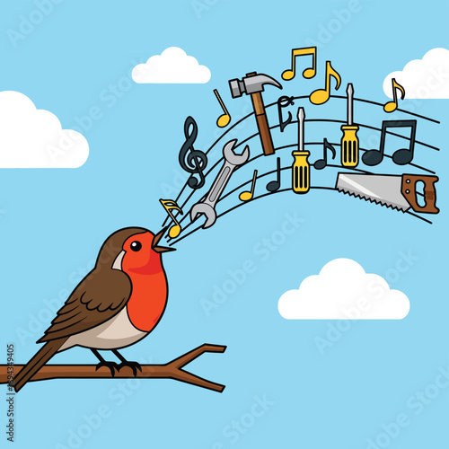 Bird Creating Music with Tools