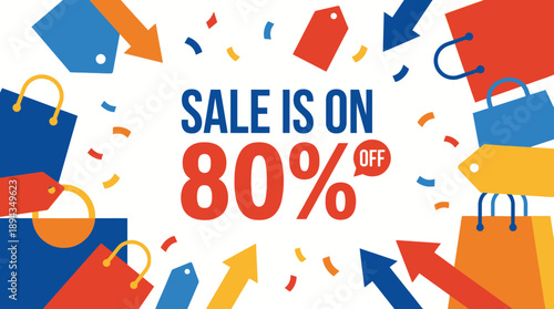80% Off Shopping Extravaganza in a Vibrant Marketplace