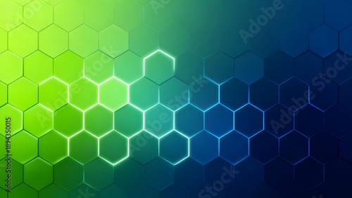 Abstract hexagonal pattern with gradient from green to blue