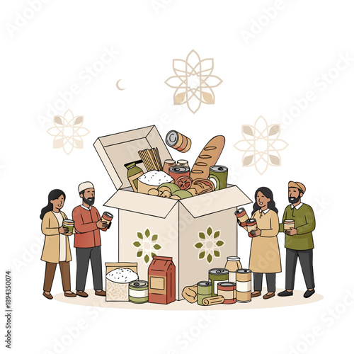 Ramadan Charity Food Box Illustration