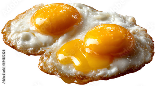 Golden Yolks and Crispy Whites: A close-up shot captures two perfectly fried eggs, showcasing their inviting golden yolks and delicately crisped whites. A simple yet satisfying culinary delight.