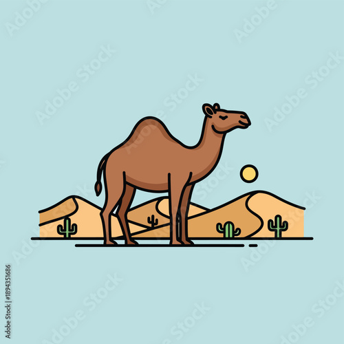 Camel in Desert Landscape