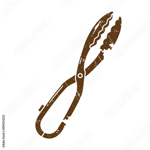 Vintage Grunge texture Vintagestyle illustration of needle nose pliers on white background  handy tool for gripping small objects