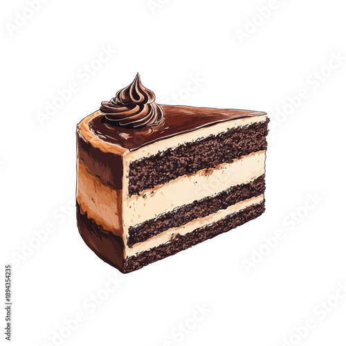 sacher torte cake hand drawn vector illustration