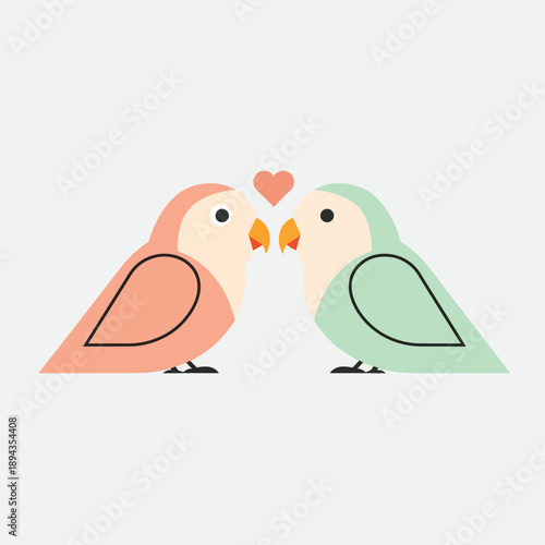 Lovebirds Sharing a Heart