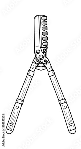 Manual Hedge Trimmer Shears Close-up Illustration with Straight Blades