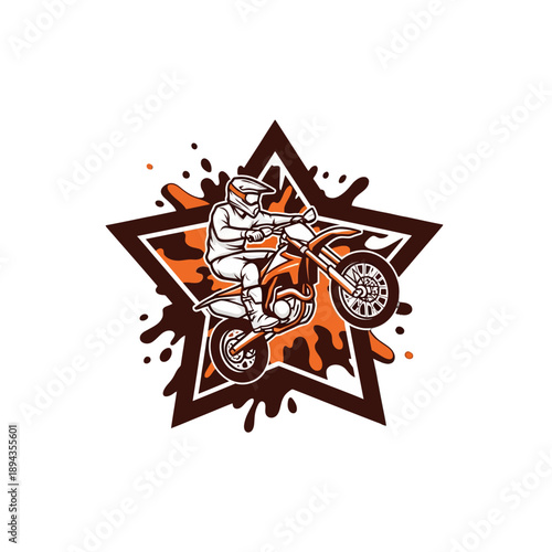 Motocross Rider Performing Stunt in Star Shape.