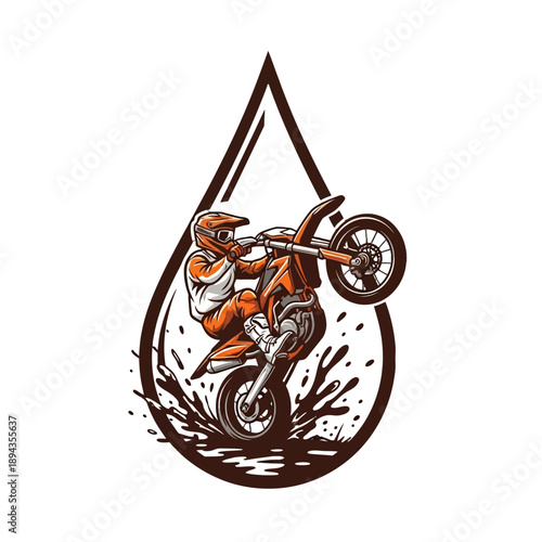 Motocross Rider Performing Stunt in Water Droplet.