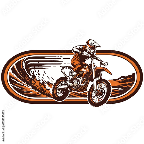 Motocross Rider in Action on Dirt Bike.