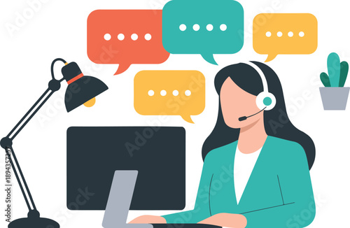 Customer Support Illustration Online Help Desk Agent Assisting Stressed Client