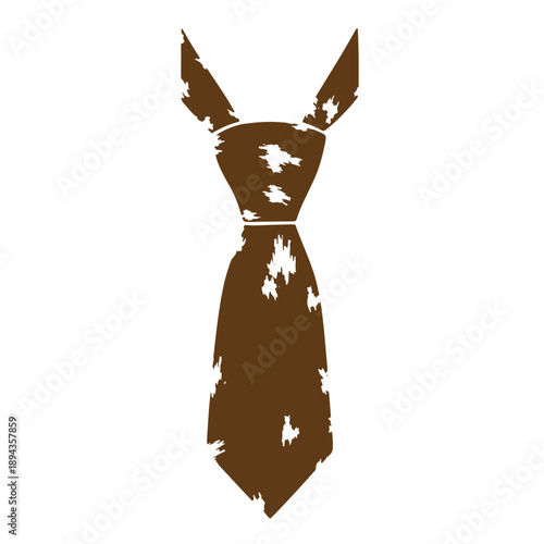 Vintage Grunge texture grungy distressed tie illustration with abstract animal ears on white background