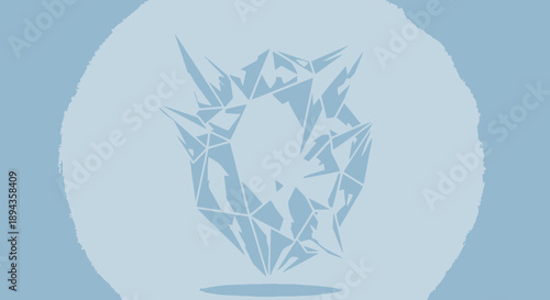 Intricate Abstract Geometric Crystal Formation Design with Sharp Facets and Cool Blue Tones, Evoking a Sense of Frozen Beauty