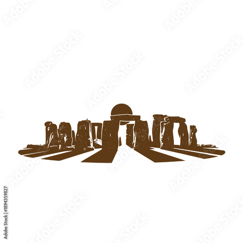 Vintage Grunge texture stonehenge monument silhouette iconic ancient england landmark  famous historical site