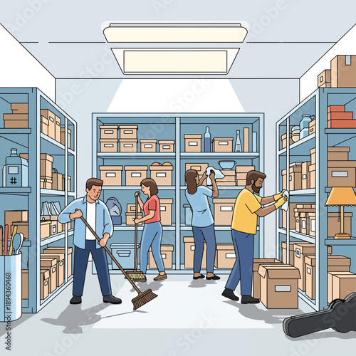 Team Cleaning Storage Room