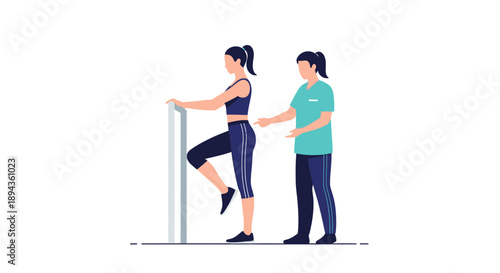 Fitness instructor guiding woman through stretching exercise routine