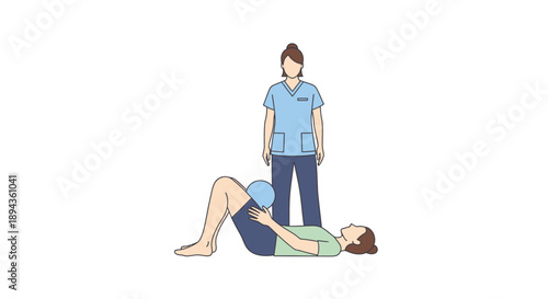 Nurse assisting patient with exercise in physiotherapy session