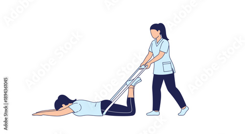 Physiotherapist assisting patient with leg exercise