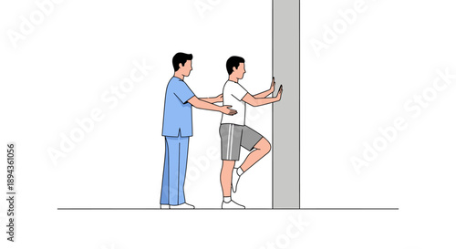 Physiotherapist assisting patient with leg stretch exercise