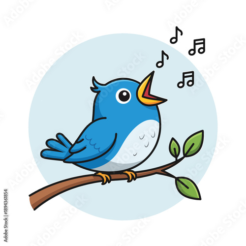 Singing Bluebird on Branch