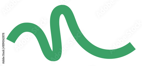 Abstract Green Color Line. Wave Shape Graphic Element. Vector Organic Wavy Ribbon. Doodle Geometric Line for Poster Design, Dynamic Logos and Organic Icons.