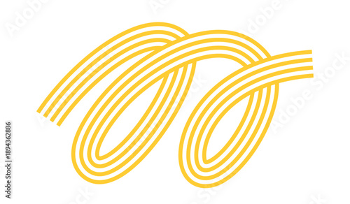 Abstract Swirl Pasta Line. Vector and Png Wave Noodle. Yellow Curve Doodle Spaghetti.