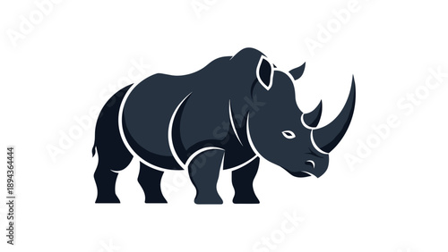 Black Rhinoceros Silhouette Illustration.