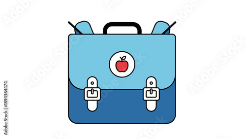 Blue Cartoon School Bag with Apple Emblem.