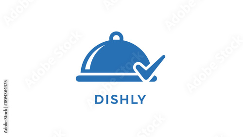 Blue Cloche with Checkmark Logo Design.