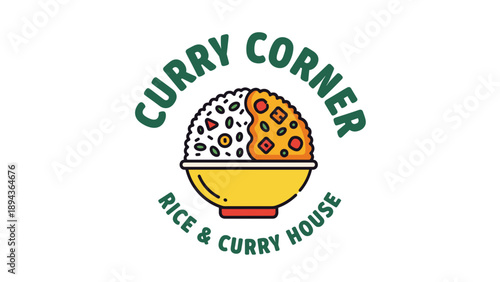 Curry Corner Restaurant Logo Design Element.