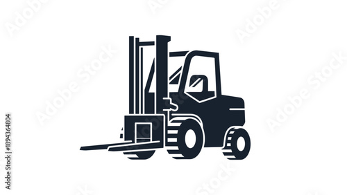 Forklift Truck Illustration with Operator Inside.
