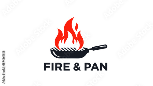 Frying Pan with Flames Graphic Logo Design 1.