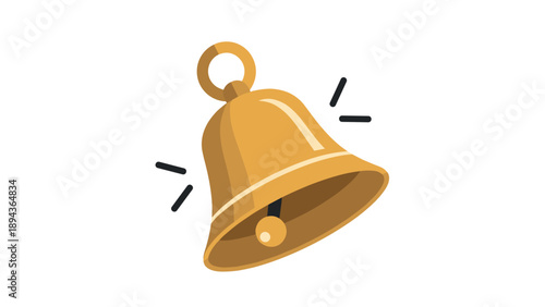 Golden Bell Ringing with Clapper Inside.