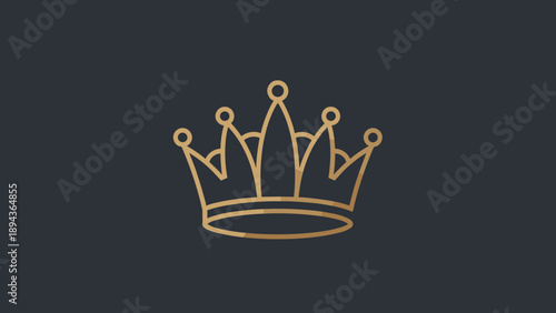 Golden Crown Icon with Five Points.