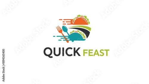 Quick Feast Logo with Utensils Design 1.