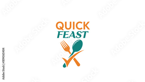Quick Feast Logo with Utensils Design.