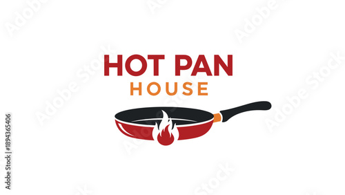 Red Frying Pan with Flames Illustration.