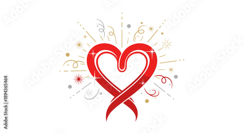 Red Heart Shape with Twisted Design.