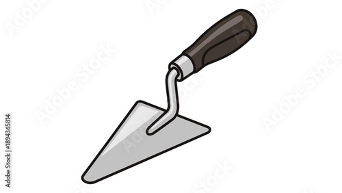 Trowel Tool with Wooden Handle Illustration.