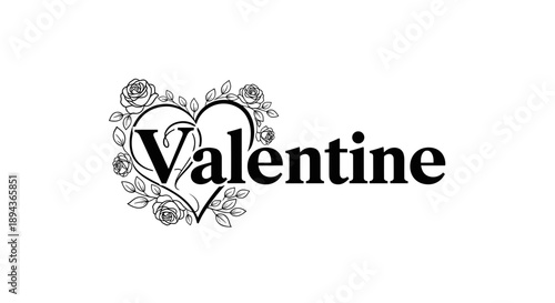 Valentine Text with Heart Design Element.